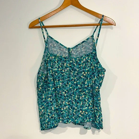 OLD NAVY Floral Cami Button Front Tank Top Size XL Teal Yellow Adjustable Straps - Picture 5 of 5